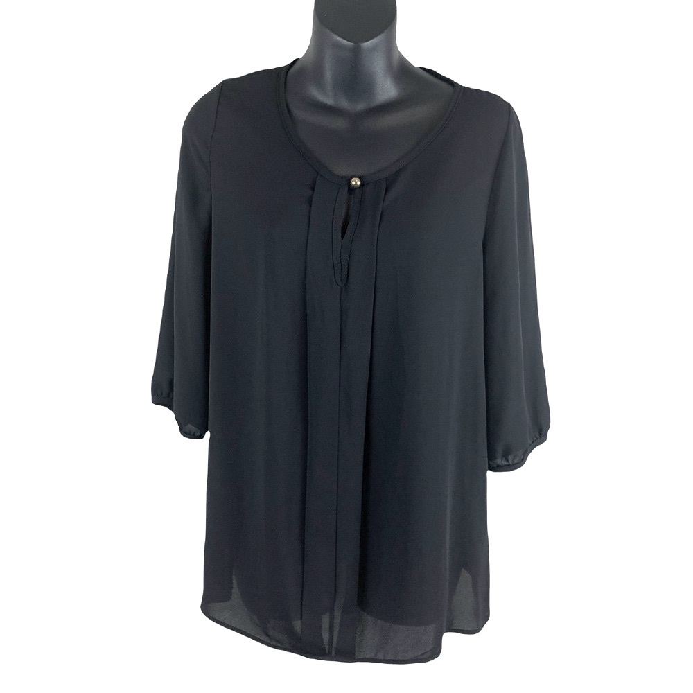 My beloved V-neck keyhole top black dress shirt size small
